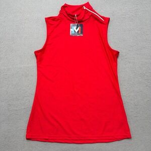 NEW Movetes Maisy Top Women's XS Red Mockneck Sleeeveless Activewear Tennis Golf